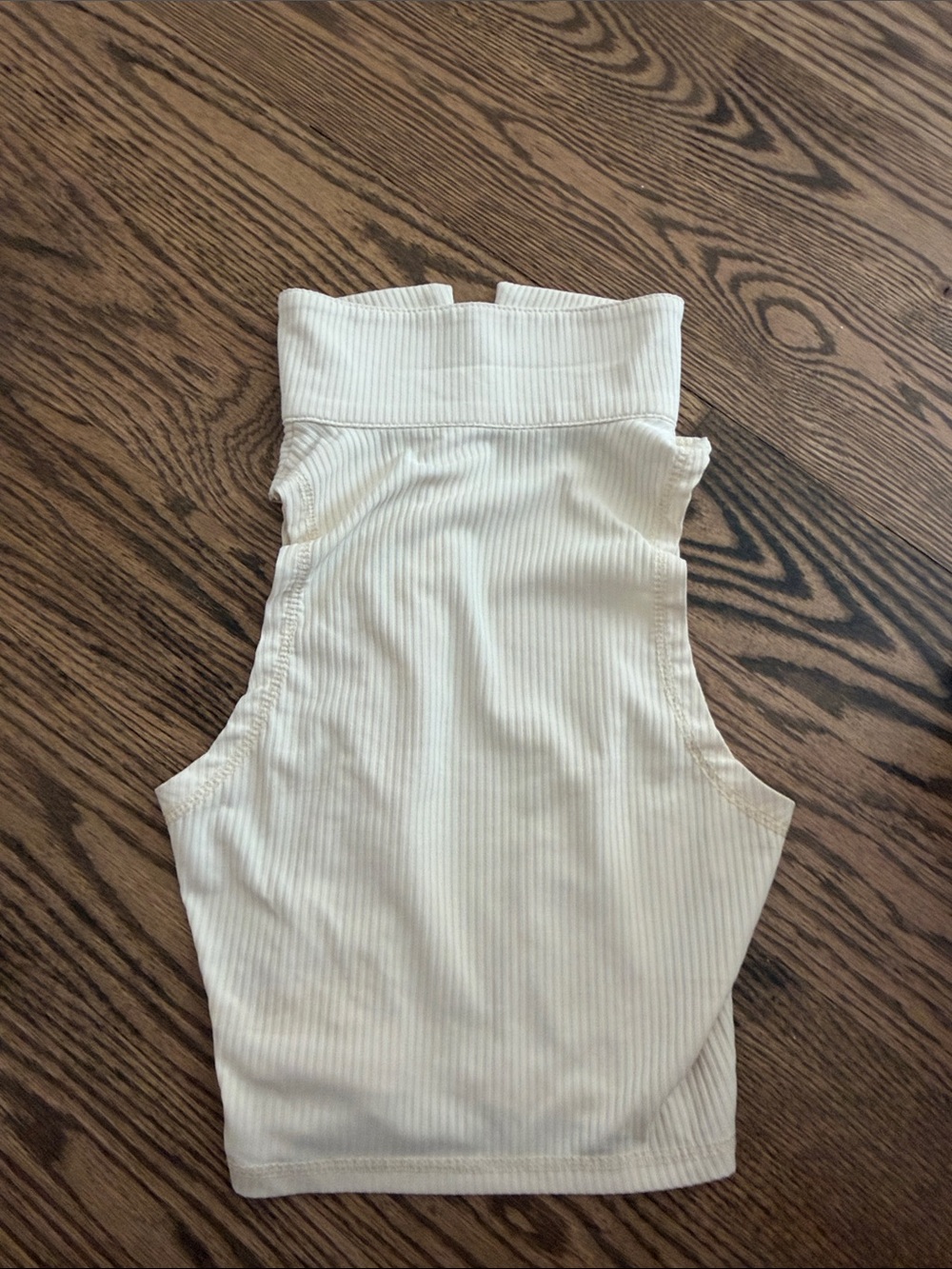 Ribbed High Neck Cropped Tank - Cream